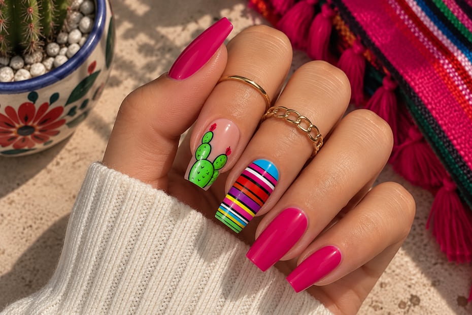 Uñas rosa mexicano. Foto: Imagen generada con IA