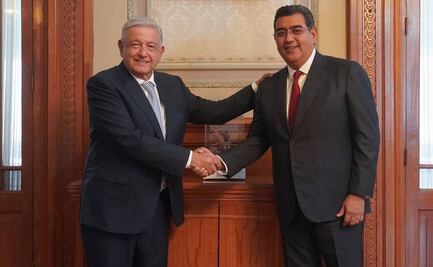 AMLO recibe en Palacio Nacional a Sergio Salomón Céspedes, gobernador de Puebla