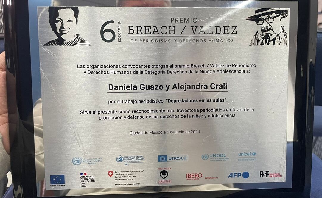 Las periodistas de EL UNIVERSAL Daniela Guazo y Alejandra Crail obtuvieron el Premio Breach/Valdez de Periodismo y Derechos Humanos en la categoría Derechos, Niñez y Adolescencia. Foto: Especial
