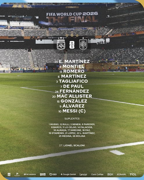 Alineación de Argentina - Foto: @Argentina en X