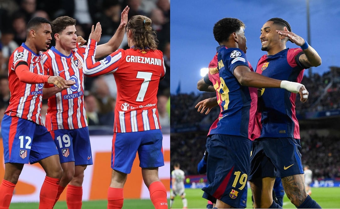 Atlético de Madrid y Barcelona en festejo de gol - Fotos: AFP