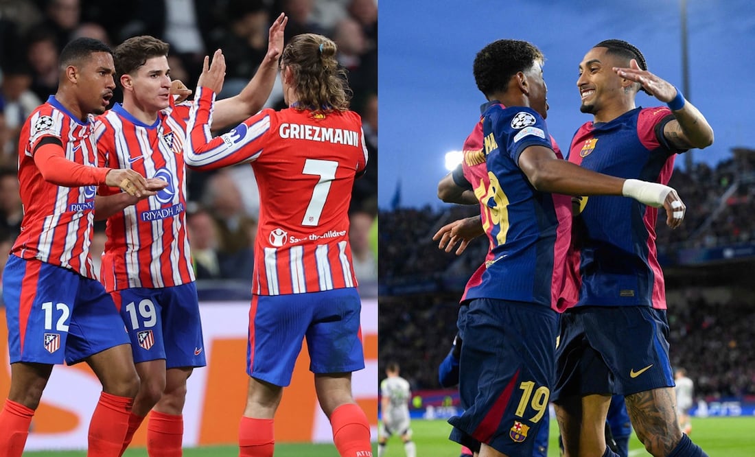 Atlético de Madrid y Barcelona en festejo de gol - Fotos: AFP