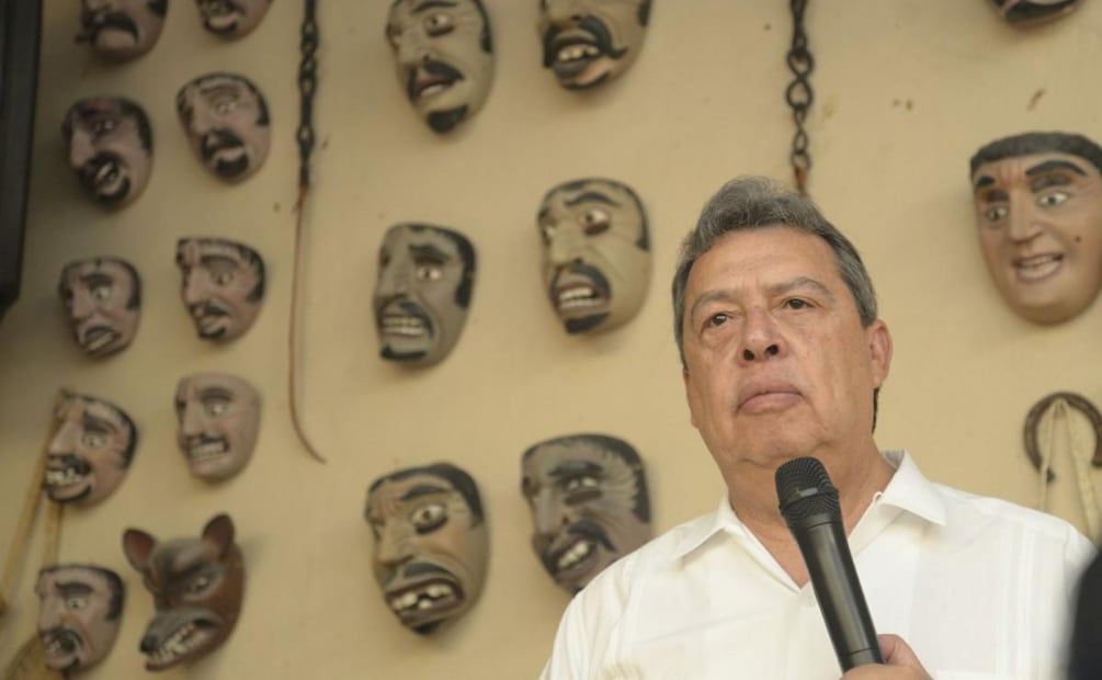 CHILPANCINGO, GUERRERO, 29 ABRIL 2018.- El exgobernador Ángel Aguirre Rivero reapareció en un mitin del PRD para apoyar a los candidatos Luis Estephano Cervantes García y Toño Gaspar. Foto: Cuartoscuro.com