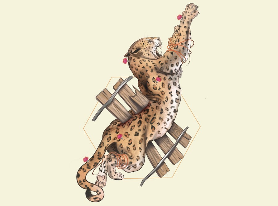 Tren Maya combate a jaguares y venados como fauna “nociva”; paga por ahuyentarlos o sacrificarlos. Ilustración de Lili Pedraza