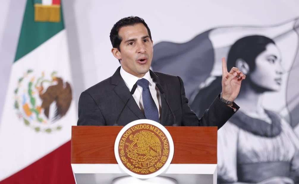El titular de la Conade, Rommel Pacheco, en la “Mañanera del Pueblo” del 12 de agosto de 2026 en Palacio Nacional. Foto: Diego Simón Sánchez/ EL UNIVERSAL