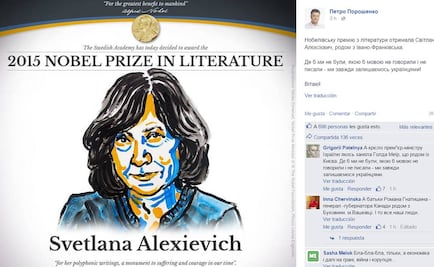 Presidente de Ucrania felicita a Alexiévich por el Nobel