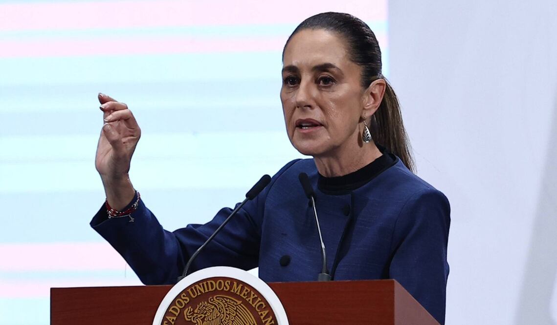 La presidenta Claudia Sheinbaum Pardo durante la mañanera del 13 de agosto de 2025. Foto: Berenice Fregoso/EL UNIVERSAL