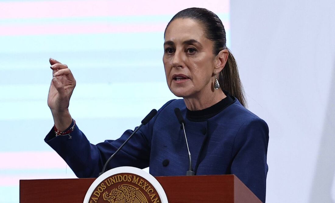 La presidenta Claudia Sheinbaum Pardo durante la mañanera del 13 de agosto de 2025. Foto: Berenice Fregoso/EL UNIVERSAL