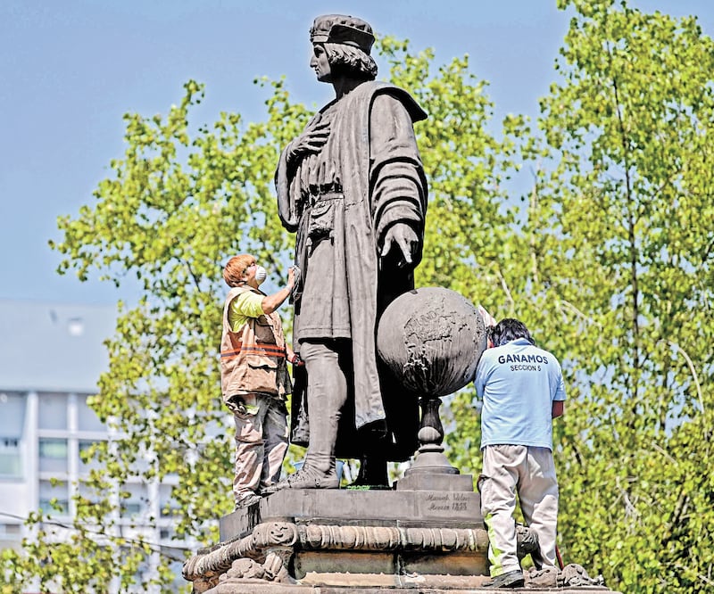 Estatua de Cristóbal Colón, en la Ciudad de México. El país tiene tiene avenidas Colón en Toluca, Estado de México, y en Torreón, Coahuila. PEDRO PARDO. AFP