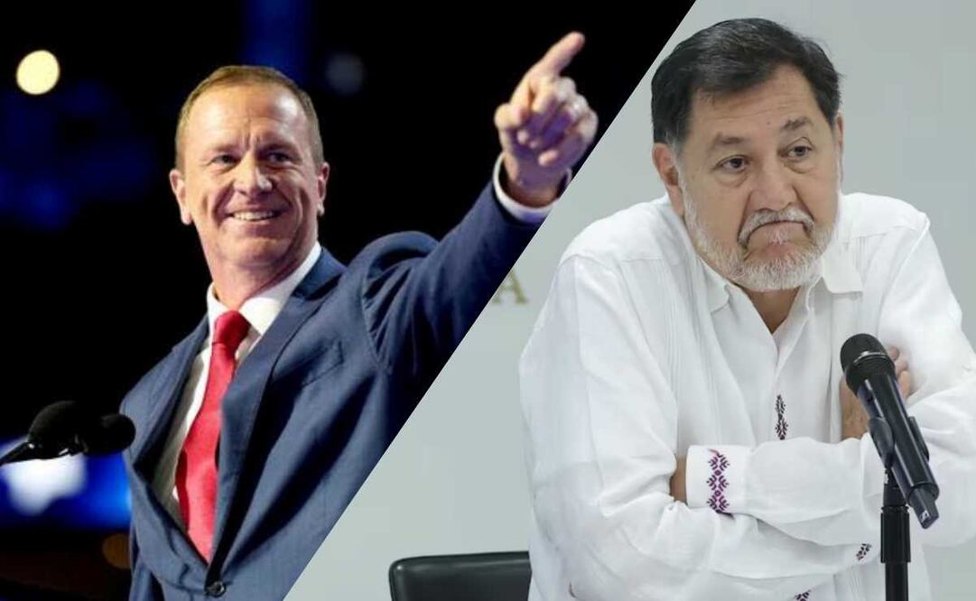 El senador republicano Eric Schmitt y Gerardo Fernández Noroña, presidente de la Mesa Directiva del Senado de la República. Foto: Fernanda Rojas / EL UNIVERSAL y tomada de la cuenta de X de @Eric_Schmitt.