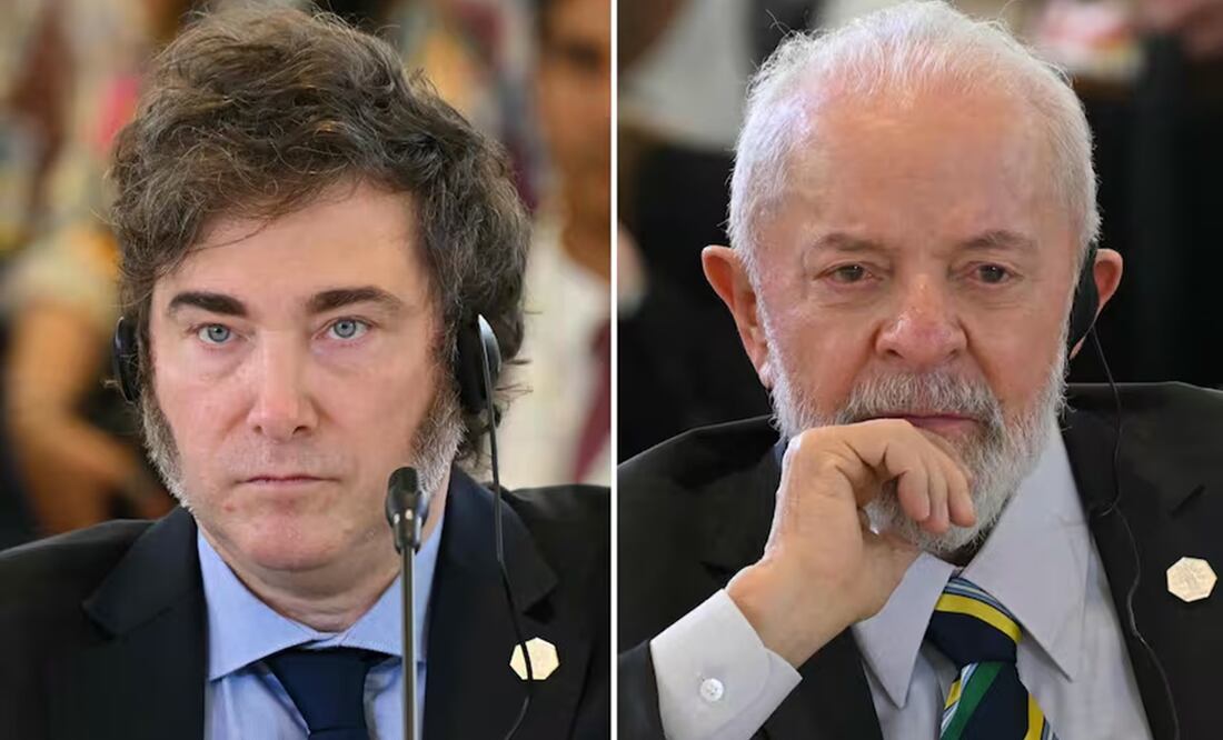Javier Milei y Luiz Inacio Lula da Silva, durante la cumbre del G-7, en Italia. Foto: Agencias