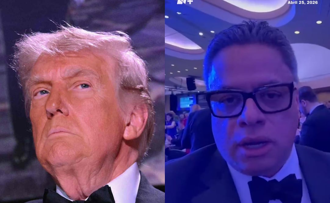 El presidente de Estados Unidos, Donald Trump, y el periodista Ariel Moutsatsos. Fotos: AFP y captura de pantalla X @nmas