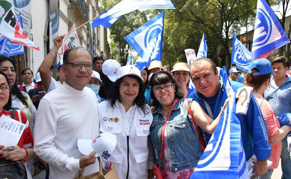 Margarita Saldaña arrancó la campaña para su reelección en Azcapotzalco. Foto: Especial