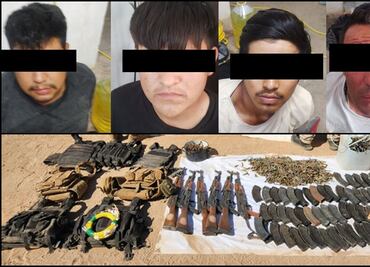 Autoridades detienen a cuatro presuntos criminales, aseguran arsenal y vehículos en Sonora