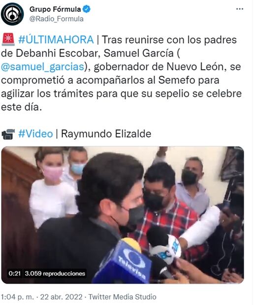 Samuel García recibe a padres de Debanhi Escobar en Palacio de Gobierno