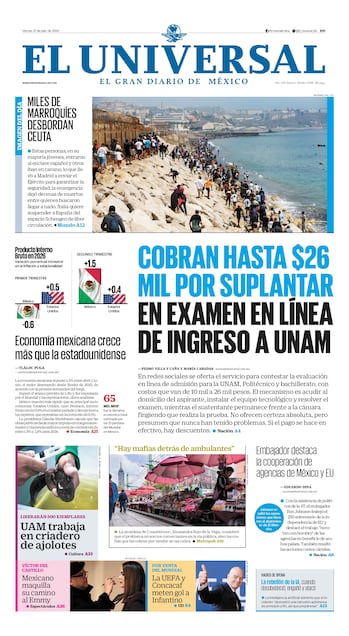 Portada impresa del 31 de julio de 2026