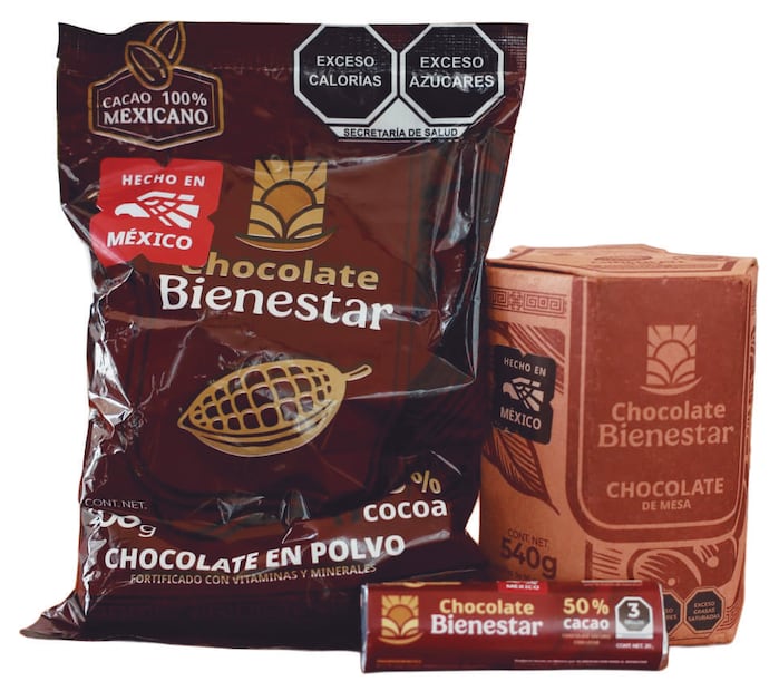 Chocolate bienestar, Cultivado en Tabasco y Chiapas.
Las barras contienen 50% de cacao
