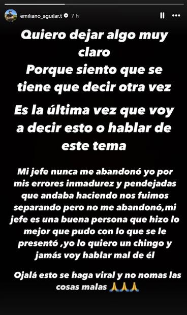 Emiliano Aguilar habla de su padre Pepe Aguilar y promete que será la última vez que lo hace.