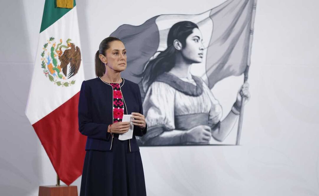 Claudia Sheinbaum, presidenta de México, durante la mañanera del 29 de abril del 2025 en Palacio Nacional. Foto: Diego Simón / EL UNIVERSAL