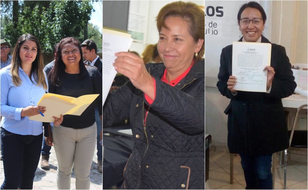 De izquierda a derecha: candidata de Nopaltepec; luego la aspirante de Ixtapaluca; y la abanderada morenista de Ecatepec a diputada (Fotos: Especiales)