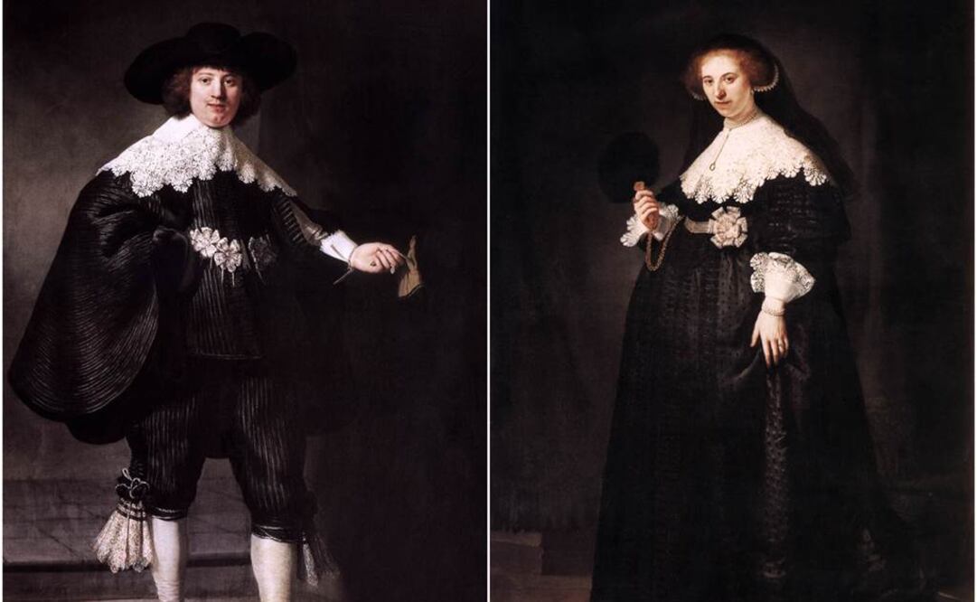 Los retratos del matrimonio de notables holandeses del siglo XVII Marlen Soolmans y Oopjen Coppit fueron pintados por Rembrandt en 1634. (FOTO: especial)