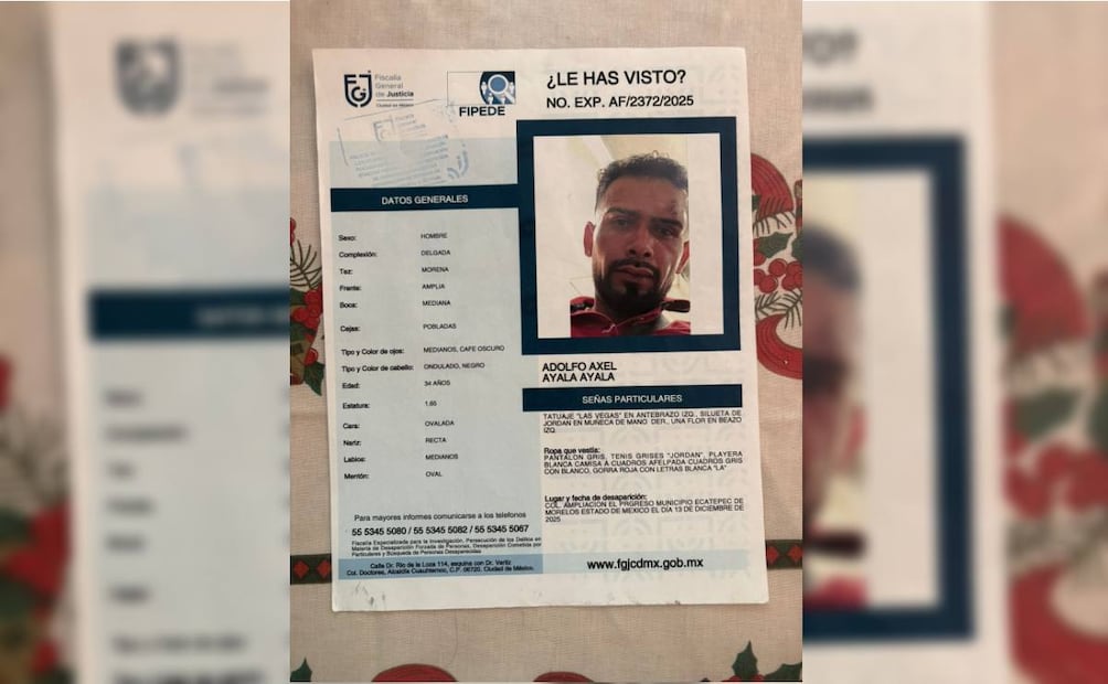 Ficha de búsqueda de Adolfo Axel Ayala Ayala. Foto: Especial