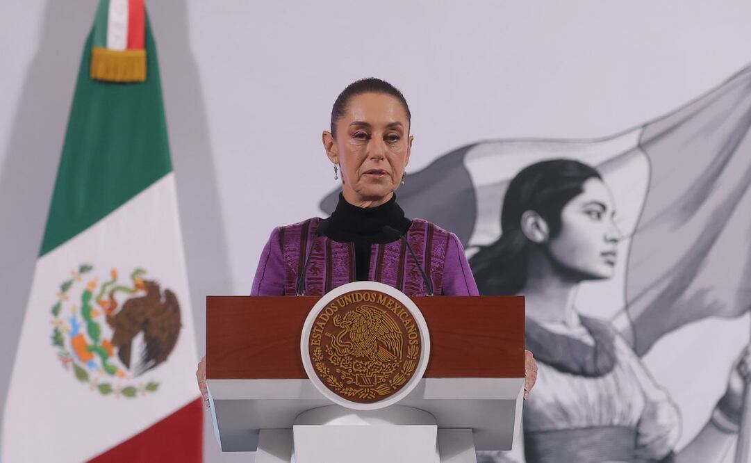 Claudia Sheinbaum, presidenta de México, durante la mañanera del 20 de febrero del 2025 en Palacio Nacional. Foto: Gabriel Pano / EL UNIVERSAL