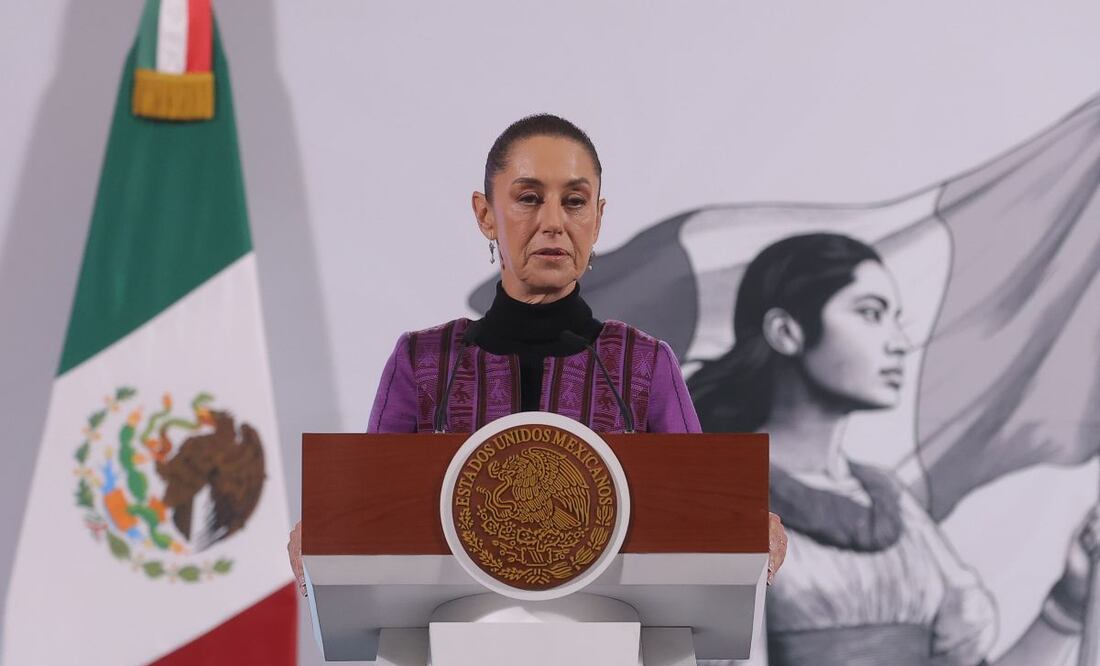 Claudia Sheinbaum, presidenta de México, durante la mañanera del 20 de febrero del 2025 en Palacio Nacional. Foto: Gabriel Pano / EL UNIVERSAL