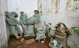 Localizan esculturas “Los Pescadores” y “La Pareja de Jarochos” en Veracruz; fueron encontradas en una bodega del Parque Ecológico