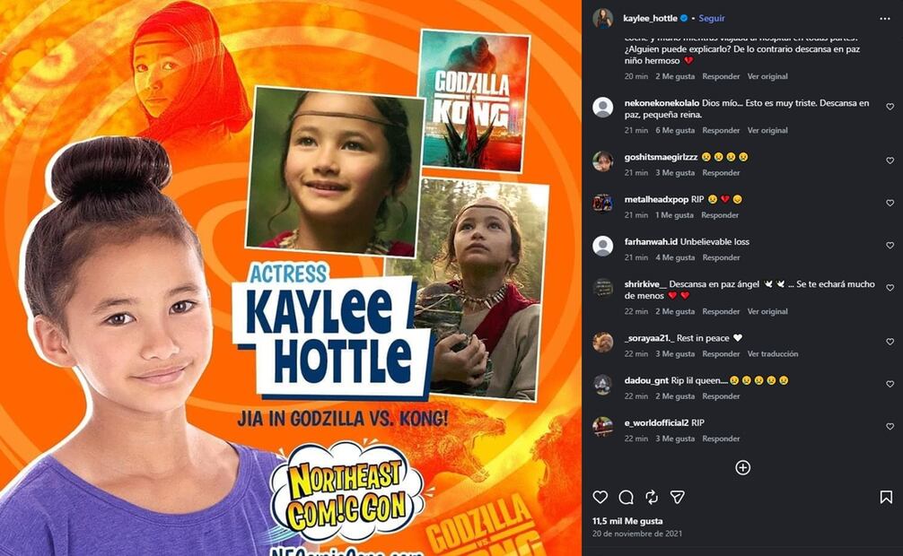Esta fue la última publicación de Kaylee Hottle en Instagram. Foto: Captura de pantalla