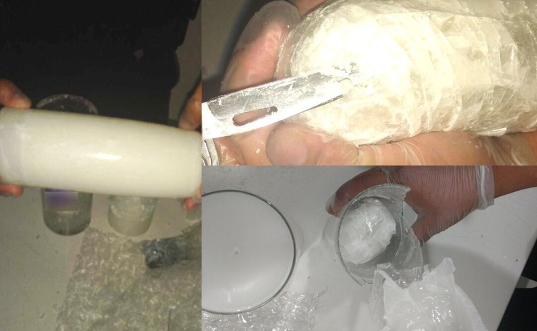 Hallan droga escondida en velas en el AICM