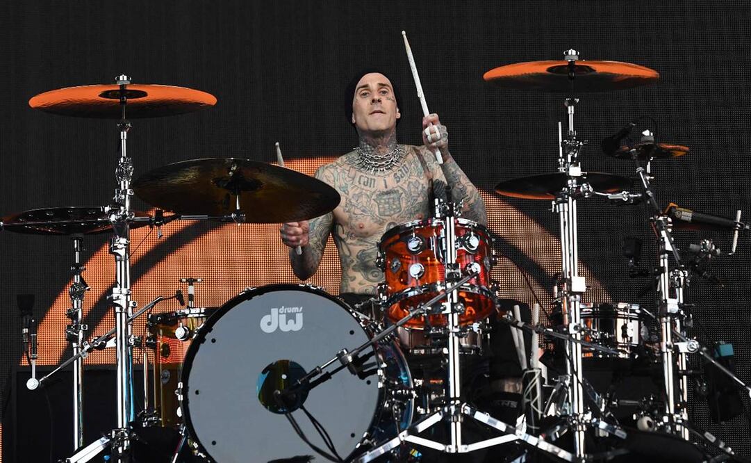 Travis Barker, baterista de Blink-182. Foto: AFP.