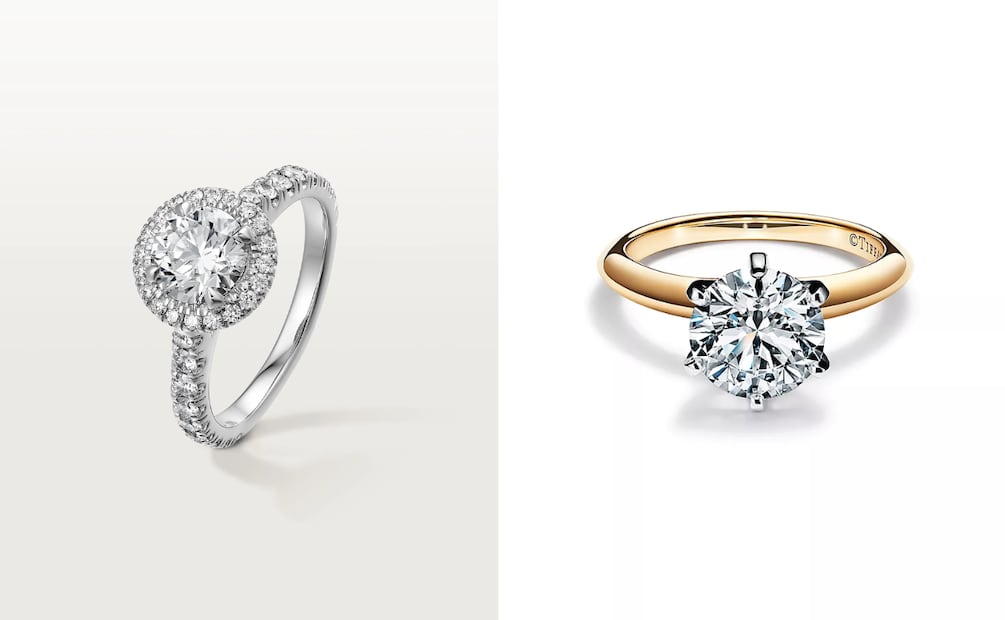 Anillos de compromiso de Cartier y Tiffany & Co.