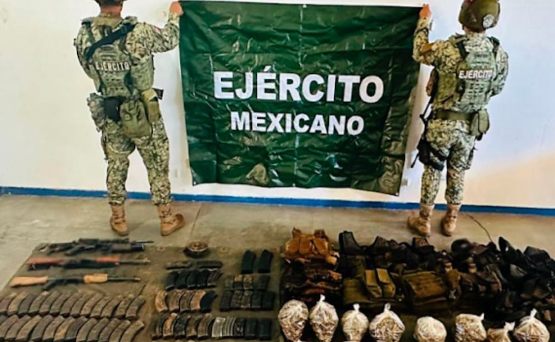 En operativos de vigilancia en Sinaloa aseguran drogas, un dron, tres armas automáticas, un aditamento lanza granadas (14/01/2026). Foto: Especial
