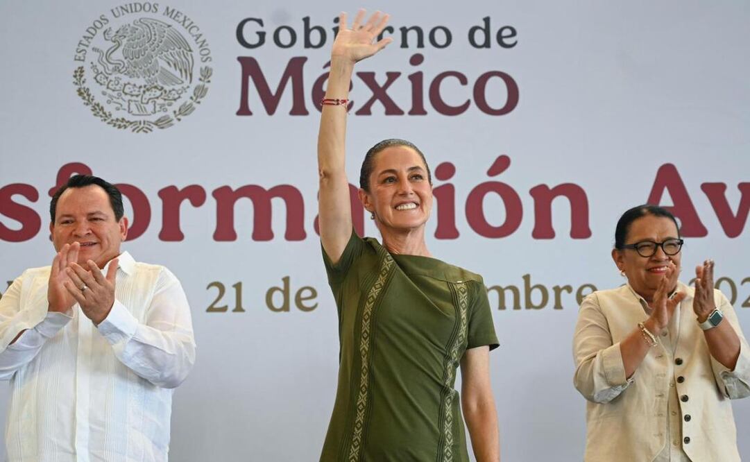 Claudia Sheinbaum en su visita a Mérida, Yucatán, este domingo 21 de septiembre de 2025. Foto: Presidencia