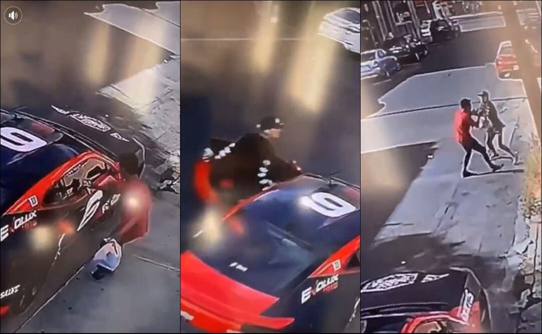 EL SUJETO TERMINÓ LIMPIANDO LA PINTURA QUE PUSO SOBRE EL AUTO DE ARREOLA - FOTO: ESPECIAL