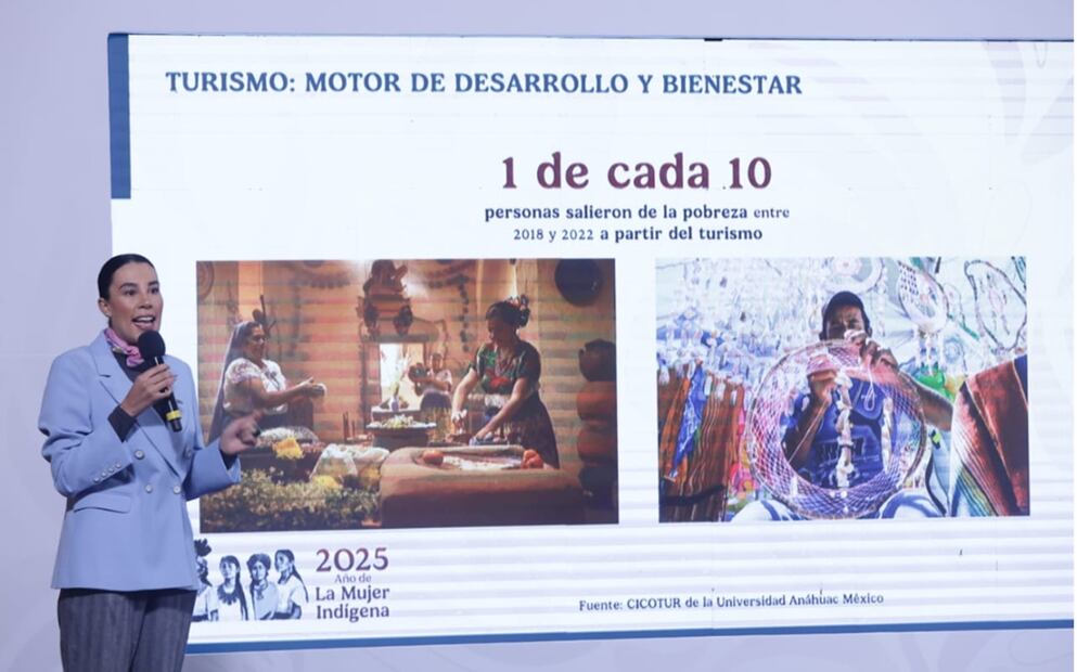Josefina Rodríguez, secretaria de Turismo, presentó “muy buenas noticias” en el sector turístico e indicó que se busca que nuestro país sea el quinto lugar más visitado en el mundo; informó que el próximo Tianguis Turístico también abarcará Estados Unidos. Foto: Fernanda Rojas/EL UNIVERSAL