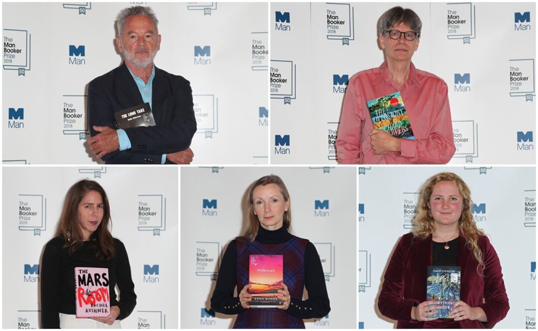 Robin Robertson, Richard Powers, Rachel Kushner, Anna Burns y Daisy Johnson. Foto: Daniel Leal-Olivas / AFP