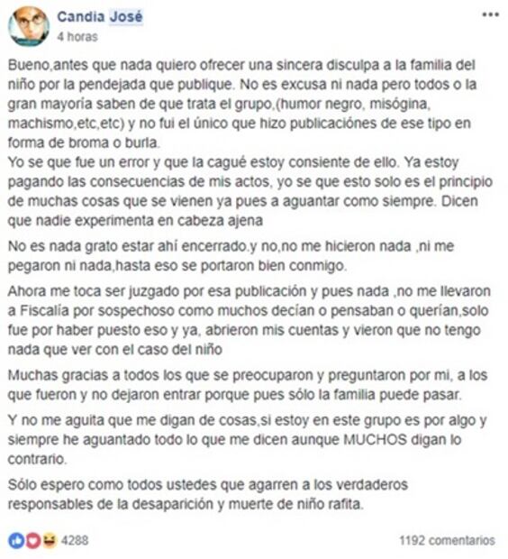 Detenido bromea con asesinato de Rafita y sale libre
