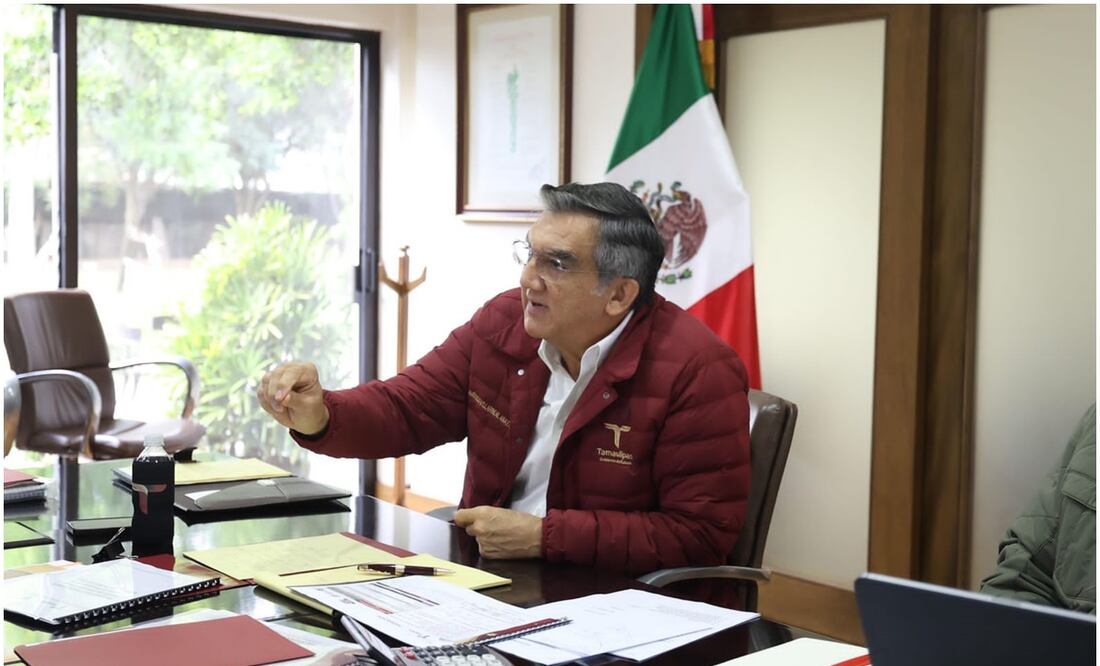Gobernador de Tamaulipas, Américo Villarreal Anaya durante reunión con la secretaria de Gobernación, Rosa Isela Rodríguez (20/12/2024). Foto: Especial