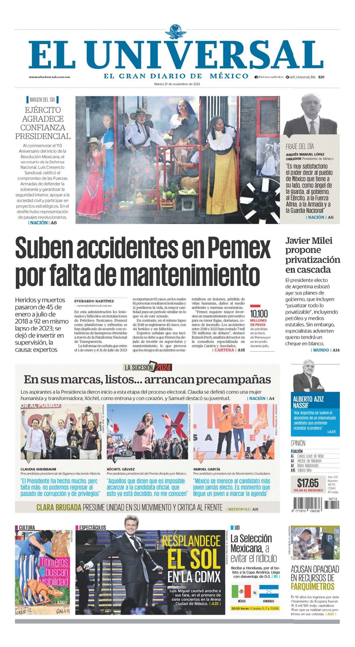 Portada impresa 21 de noviembre del 2023