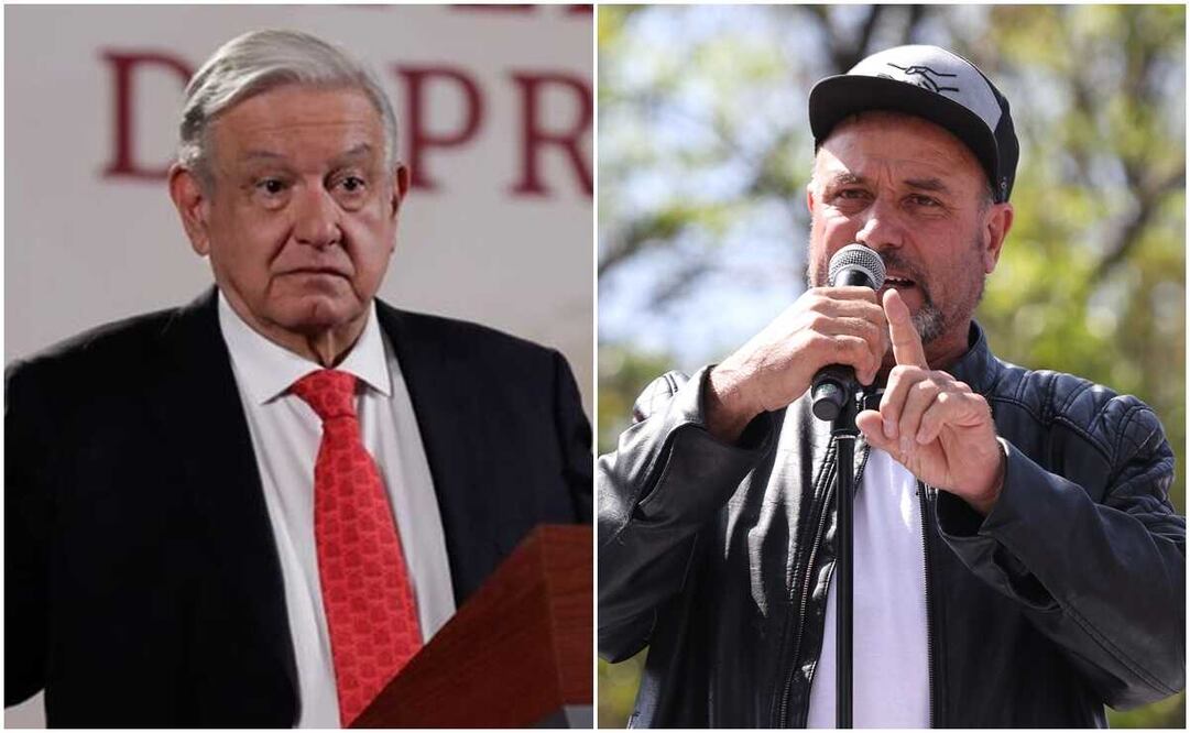 El presidente Andrés Manuel López Obrador y Adrián LeBarón. Foto: Diego Simón y Carlos Mejía / EL UNIVERSAL
