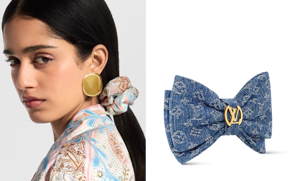 Coletas y scrunchies también son buena opción para cubrir las canas. Foto: Louis Vuitton