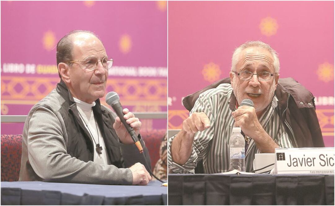 El padre Alejandro Solalinde y el activista Javier Sicilia, en el marco de la 33 Feria Internacional del Libro de Guadalajara participaron en un diálogo sobre el tema Los nuevos retos de las luchas sociales. FOTOS: JUAN BOITES. EL UNIVERSAL