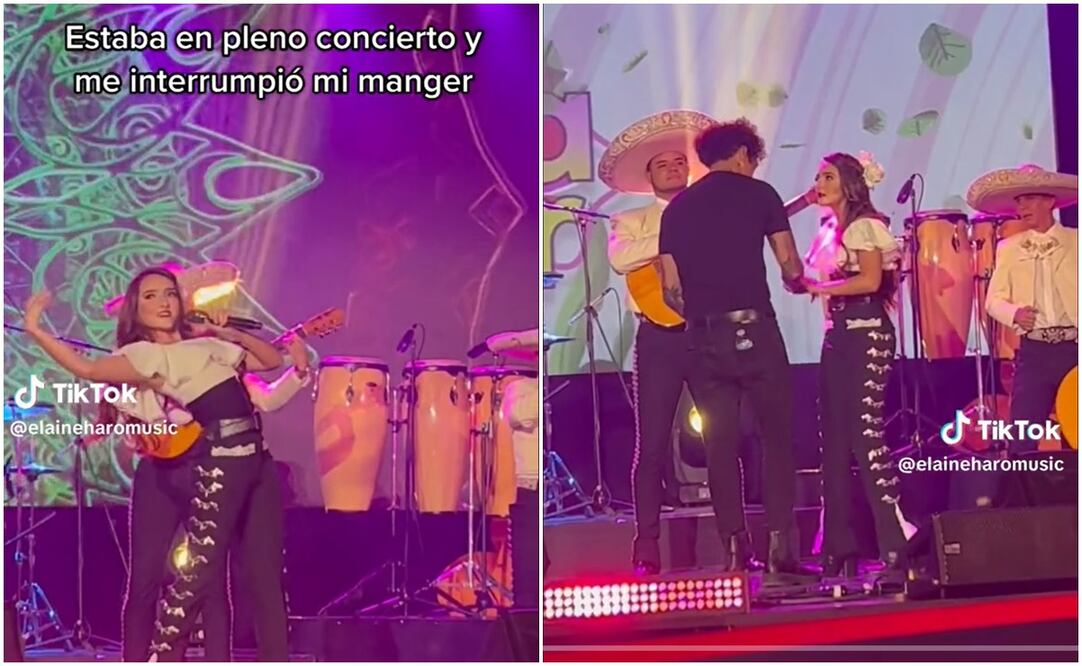 Manager agrede a cantante en pleno concierto. Foto: Capturas de TikTok @elaineharomusic