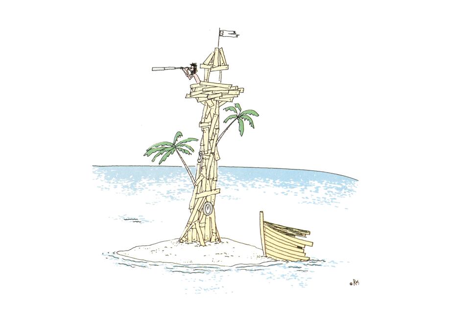 Las islas son un escenario constante en la obra del dibu jante. Foto: TOMADO DEL LIBRO “NO FALTABA MÁS”