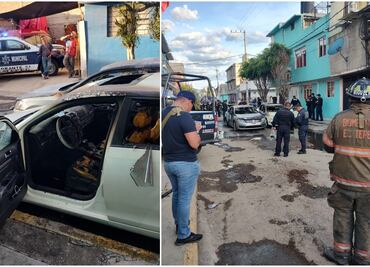 Riña entre transportistas de Ecatepec deja 2 vehículos incendiados