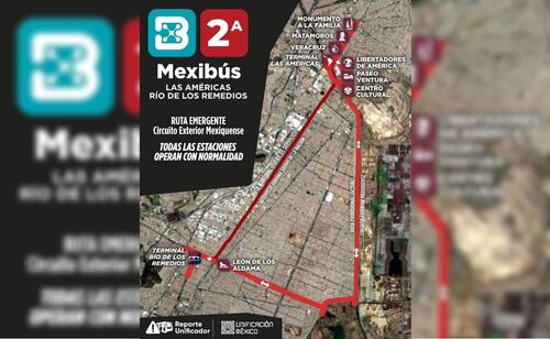 Línea 2 del Mexibús implementa ruta alterna tras cierre de la autopista Siervo de la Nación; trayecto se incorpora al Circuito Exterior Mexiquense