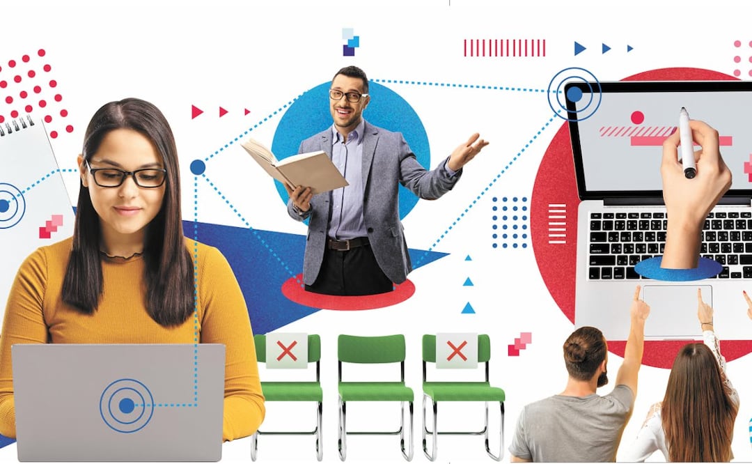 La emergencia sanitaria aceleró la digitalización de las instituciones de educación superior. Collages: Xóchitl Durán Contreras