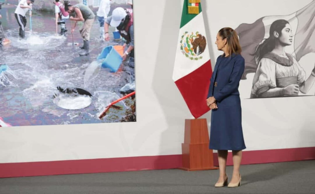 01 de octubre de 2025, Ciudad de México, Claudia Sheinbaum presidenta de México durante la conferencia del pueblo en palacio nacional. Foto: Carlos Mejía / EL UNIVERSAL